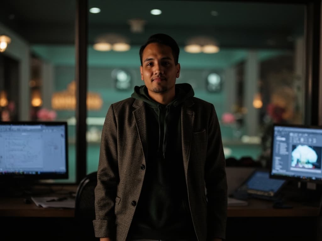 Mike Baumbach in his workspace
